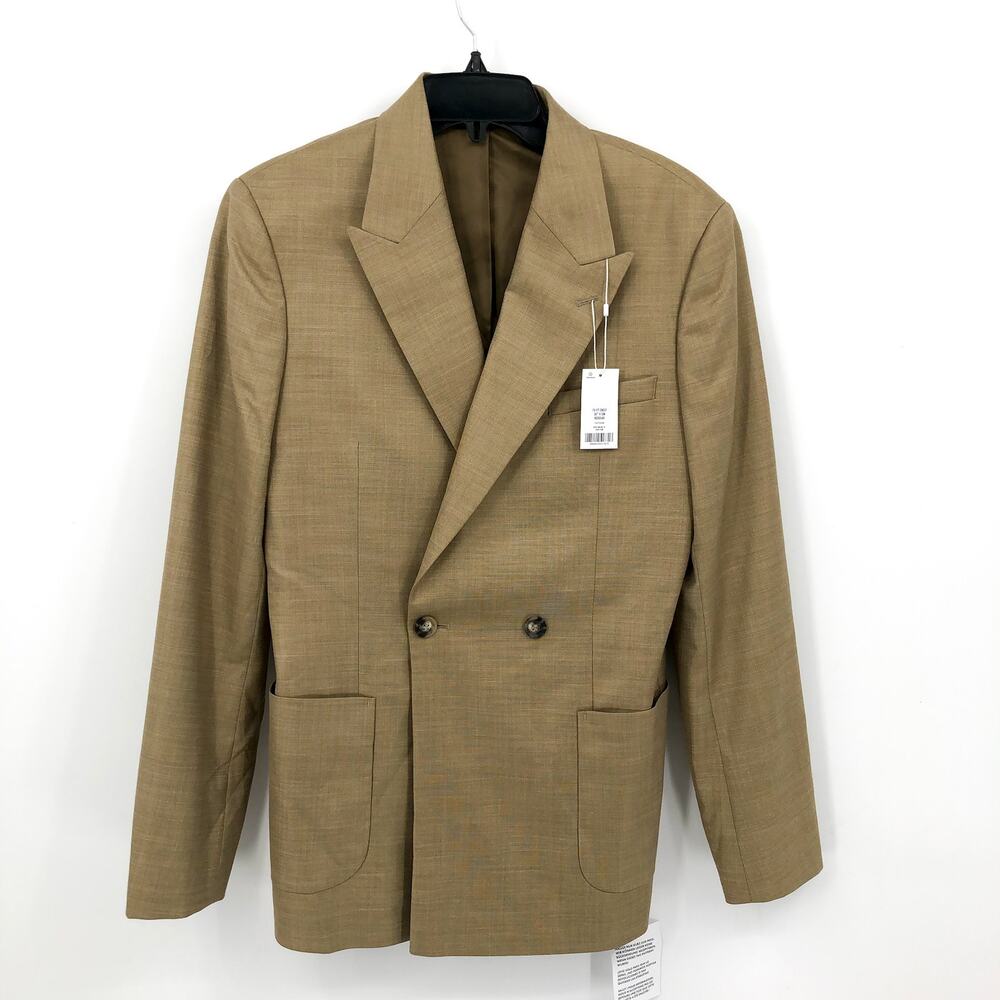 TOPMAN Men's Super Skinny Double Breasted Suit Jacket 36R Tan Dark Stone NWT